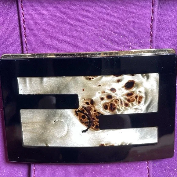 Fendi Rare Y2K Iridescent PlumSuede Mamma Baguette Shoulder Bag - Picture 9 of 15